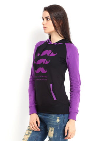 Jealous 21 Women Black &amp; Purple Panelled Hooded Top