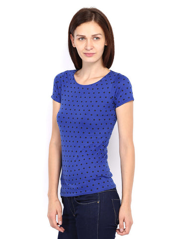 Jealous 21 Women Blue Polka Dot Print Top