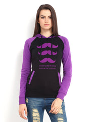 Jealous 21 Women Black &amp; Purple Panelled Hooded Top