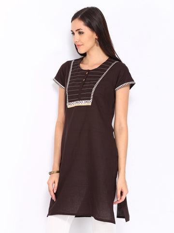 Jola Women Dark Brown Kurta