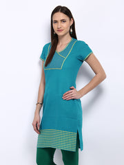 Jola Women Blue Embroidered Kurta