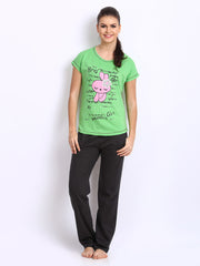 July Nightwear Women Green &amp; Charcoal Grey Lounge Set A65