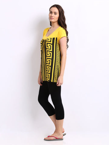 July Nightwear Women Yellow &amp; Black Lounge Set A-22