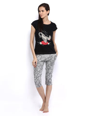 July Nightwear Women Black &amp; Grey Lounge Set B32