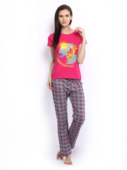 July Nightwear Women Pink &amp; Grey Lounge Set B51