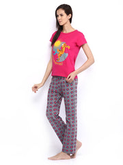 July Nightwear Women Pink &amp; Grey Lounge Set B51