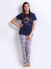 July Nightwear Women Navy &amp; White Lounge Set A02