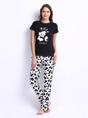 July Nightwear Women Black &amp; White Lounge Set A69