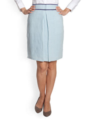 Kaaryah Light Blue Linen Formal Skirt