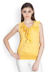 Kaaryah Women Yellow Polka Dot Print Top