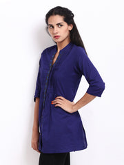 Kira Women Blue Embroidered Tunic