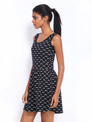 Kook N Keech Black &amp; White Printed Fit &amp; Flare Dress