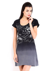 Kook N Keech Disney Black Ombre-Dyed Printed Shift Dress