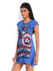 Kook N Keech Disney Blue Printed Captain America A-Line Dress
