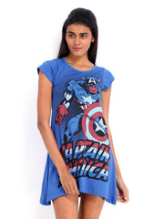 Kook N Keech Disney Blue Printed Captain America A-Line Dress