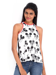 Kook N Keech Disney White &amp; Black Printed Tank Top