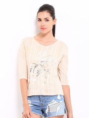 Kook N Keech Disney Women Beige Printed Top