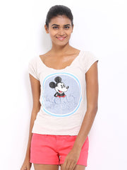 Kook N Keech Disney Women Off-White Printed Top