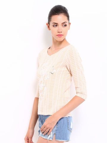 Kook N Keech Disney Women Beige Printed Top