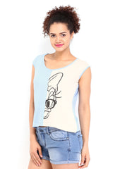 Kook N Keech Disney Women Blue &amp; Beige Printed Crop Top