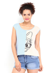 Kook N Keech Disney Women Blue &amp; Beige Printed Crop Top