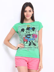 Kook N Keech Disney Women Green Printed Top