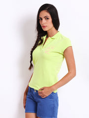 Kook N Keech Disney Women Lime Green Polo T-shirt
