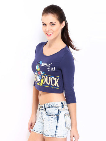 Kook N Keech Disney Women Blue Printed Crop Top