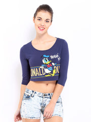 Kook N Keech Disney Women Blue Printed Crop Top