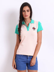 Kook N Keech Disney Women Peach Coloured Polo T-shirt