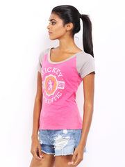Kook N Keech Disney Women Pink &amp; Grey Printed Top