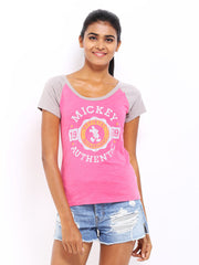 Kook N Keech Disney Women Pink &amp; Grey Printed Top