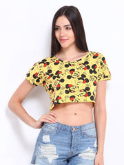 Kook N Keech Disney Women Yellow Printed Crop Top