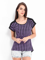 Kook N Keech Women Black &amp; Purple Printed Top