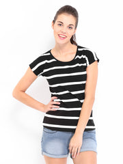 Kook N Keech Women Black and White Striped Top