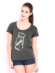 Kook N Keech Women Grey Printed T-shirt