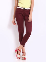 Kook N Keech Disney Women Maroon Slim Fit Cropped Trousers