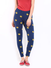 Kook N Keech Women Navy &amp; Yellow Printed Leggings
