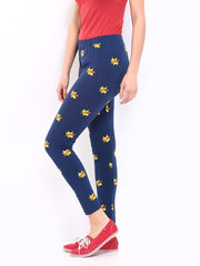 Kook N Keech Women Navy &amp; Yellow Printed Leggings