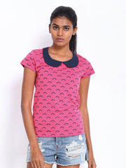 Kook N Keech Women Pink &amp; Navy Printed Top