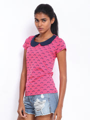 Kook N Keech Women Pink &amp; Navy Printed Top