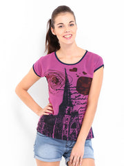 Kook N Keech Women Pink &amp; Navy Printed Top