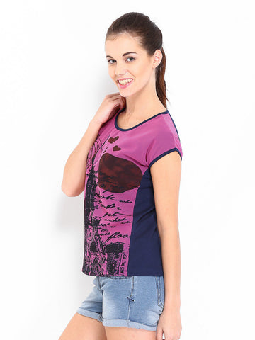 Kook N Keech Women Pink &amp; Navy Printed Top