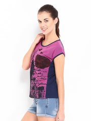 Kook N Keech Women Pink &amp; Navy Printed Top