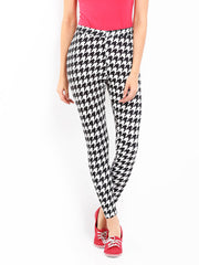 Kook N Keech Women White &amp; Black Printed Leggings