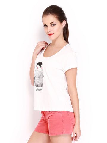 Kook N Keech Women White Printed T-shirt