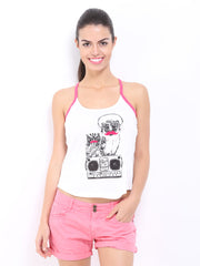 Kook N Keech Women White Printed Tank Top