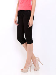 Kraus Jeans Women Black Denim Capris