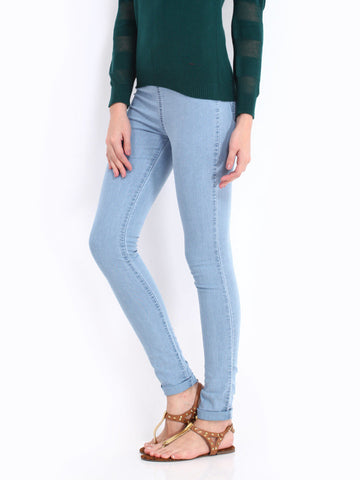 Kraus Jeans Women Blue Cotton Stretch Leggings