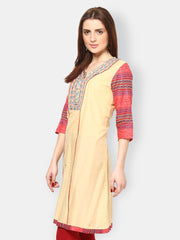 Kurtis Women Beige Embroidered Kurta